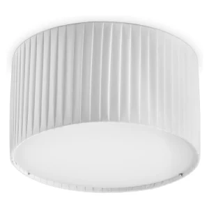 VORADA moderne stijl plafondlamp – D. ø30 cm – LED COB AC 12W – 1030 lm Y 3K – IP20 – lampenkap met synthetische geplooide linten – staal en wit VORADA moderne stijl plafondlamp – D. ø30 cm – LED COB AC 12W – 1030 lm Y 3K – IP20 – lampenkap met synthetische geplooide linten – staal en wit