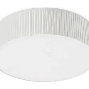 Deckenleuchte VORADA im modernen Stil – D. ø60 cm – LED COB AC 25W – 3540 lm Y 3K – IP20 – Lampenschirm aus synthetischem Faltenband – Stahl und Weiß