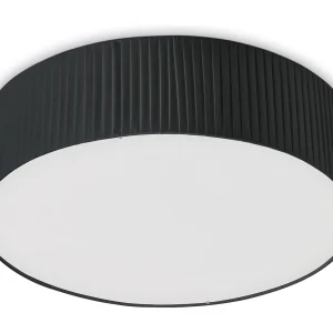 VORADA moderne stijl plafondlamp – D. ø60 cm – LED COB AC 25W – 3540 lm Y 3K – IP20 – lampenkap met synthetisch geplooid lint – staal en zwart VORADA moderne stijl plafondlamp – D. ø60 cm – LED COB AC 25W – 3540 lm Y 3K – IP20 – lampenkap met synthetisch geplooid lint – staal en zwart