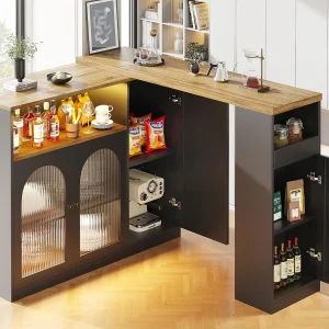Buffet, MDF verschuifbaar schuifbalkmeubilair – met LED en diverse bereiken – zwart Buffet, MDF verschuifbaar schuifbalkmeubilair – met LED en diverse bereiken – zwart