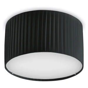 VORADA moderne stijl plafondlamp – D. ø30 cm – LED COB AC 12W – 1030 lm Y 3K – IP20 – lampenkap met synthetische geplooide linten – staal en zwart VORADA moderne stijl plafondlamp – D. ø30 cm – LED COB AC 12W – 1030 lm Y 3K – IP20 – lampenkap met synthetische geplooide linten – staal en zwart