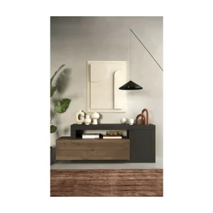 Buffet 1 deur 2 laden, collectie DOMI, antracietgrijs/donkereiken, voor design woonkamer Buffet 1 deur 2 laden, collectie DOMI, antracietgrijs/donkereiken, voor design woonkamer