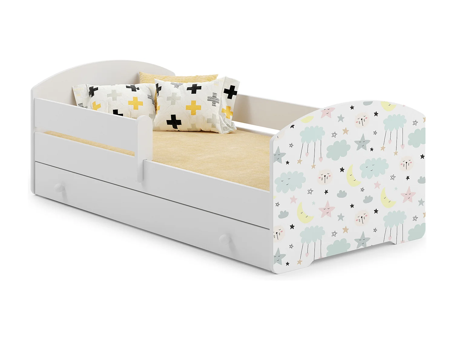 Cama de criança 140 x 70 com gaveta, colchão e estrado incluídos Kobi Luk Stars