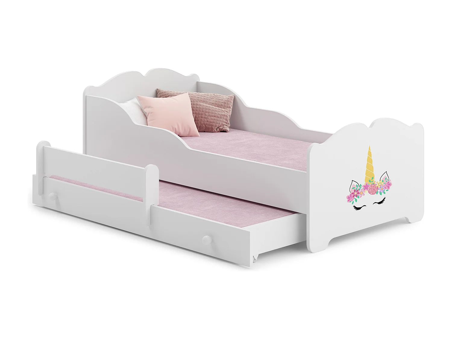 Cama dupla 160 x 80 com colchões e estrados incluídos Kobi Anna Unicorn Horn