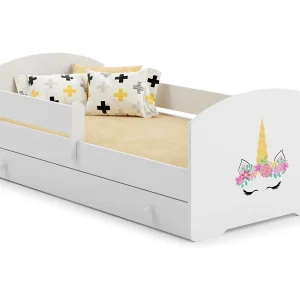 Cama de criança 160 x 80 com gaveta, colchão e estrado incluídos Kobi Luk Unicorn horn