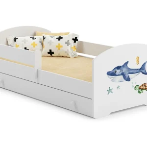 Cama de criança 160 x 80 com gaveta, colchão e estrado incluídos Kobi Luk Shark