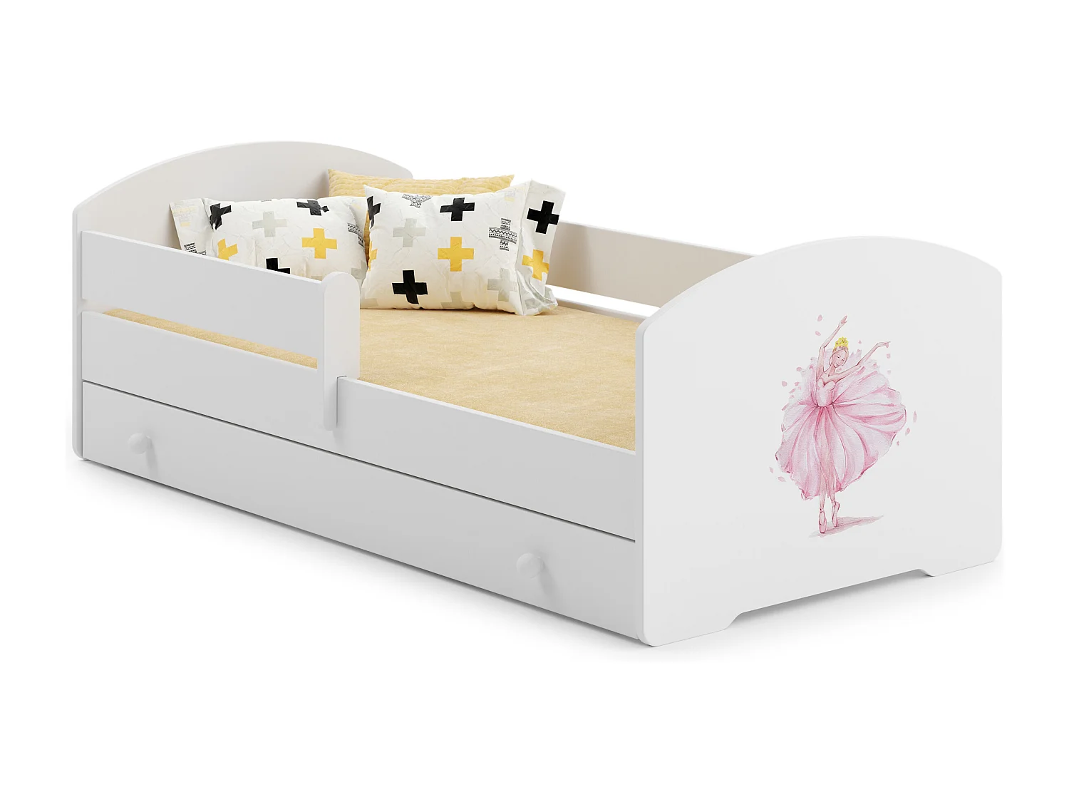 Cama de criança 140 x 70 com gaveta, colchão e estrado incluídos Kobi Luk Princess in a Crown