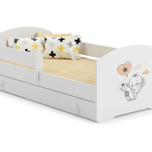 Cama de criança 160 x 80 com gaveta, colchão e estrado incluídos Kobi Luk Elephant
