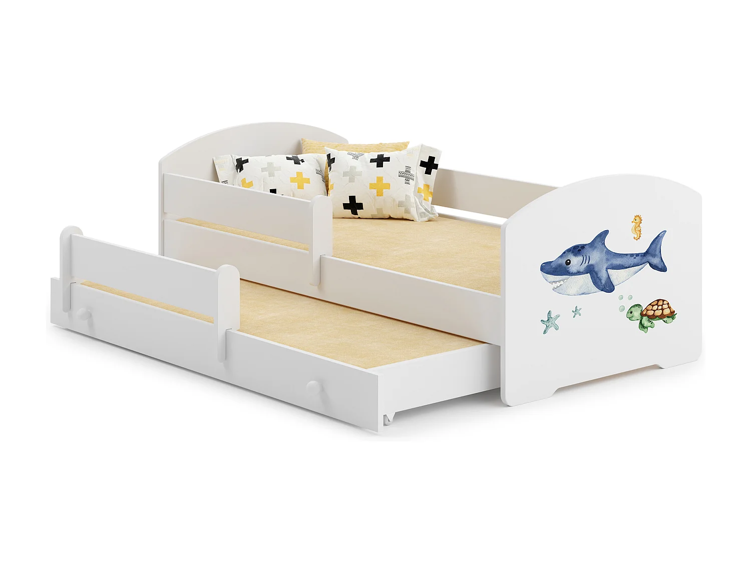 Cama dupla 160 x 80 com colchões e estrados incluídos Kobi Luk Shark