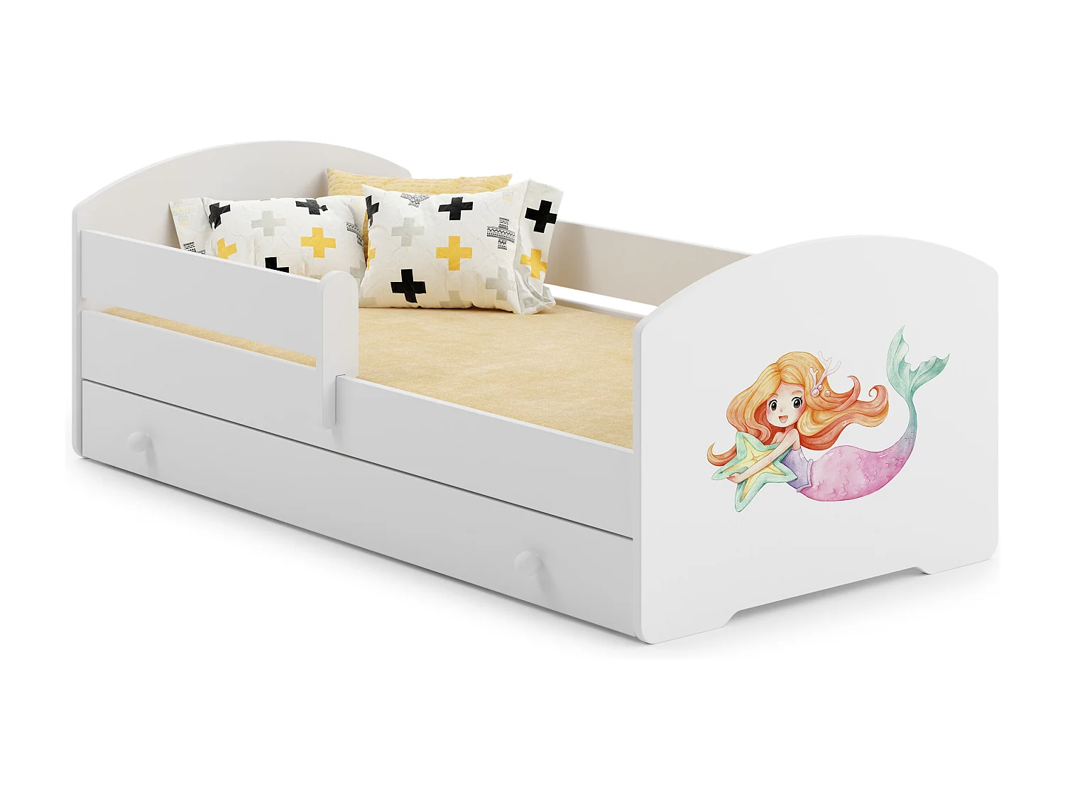 Cama de criança 140 x 70 com gaveta, colchão e estrado incluídos Kobi Luk Mermaid