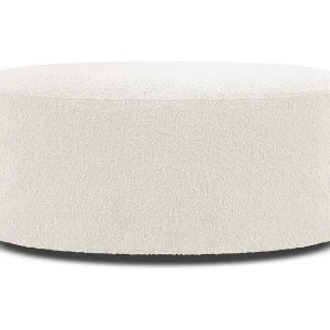 Draaibare poef "Adam" Boucle, Wit – 80x80x36cm Draaibare poef "Adam" Boucle, Wit – 80x80x36cm