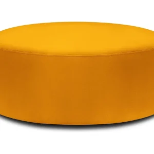 Draaibare poef "Adam" Flueel, GEEL – 80x80x36cm Draaibare poef "Adam" Flueel, GEEL – 80x80x36cm