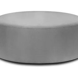 Draaibare poef "Adam" Flueel, Grijs – 80x80x36cm Draaibare poef "Adam" Flueel, Grijs – 80x80x36cm