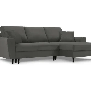 Converteerbare hoekbank rechts met opbergdoos "Kyoto" 4 zitplaatsen, Ribfluwelen, Grijs – 241x145x88cm Converteerbare hoekbank rechts met opbergdoos "Kyoto" 4 zitplaatsen, Ribfluwelen, Grijs – 241x145x88cm