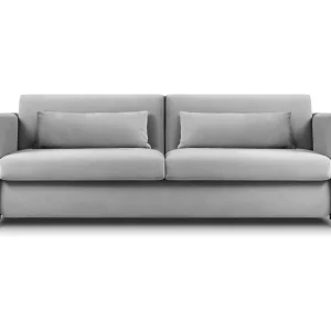 Converteerbare bank "Yanis" 3 zitplaatsen, Flueel, Grijs – 202x102x80cm Converteerbare bank "Yanis" 3 zitplaatsen, Flueel, Grijs – 202x102x80cm