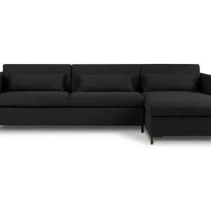 Converteerbare hoekbank rechts met opbergdoos "Yanis" 5 zitplaatsen, Structurele stof, Donkergrijs – 280x170x80cm Converteerbare hoekbank rechts met opbergdoos "Yanis" 5 zitplaatsen, Structurele stof, Donkergrijs – 280x170x80cm