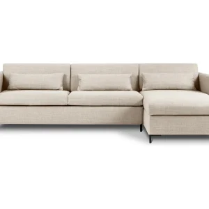 Converteerbare hoekbank rechts met opbergdoos "Yanis" 5 zitplaatsen, Structurele stof, Beige – 280x170x80cm Converteerbare hoekbank rechts met opbergdoos "Yanis" 5 zitplaatsen, Structurele stof, Beige – 280x170x80cm