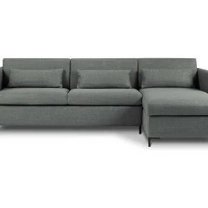 Converteerbare hoekbank rechts met opbergdoos "Yanis" 4 zitplaatsen, Structurele stof, Grijs – 260x170x80cm Converteerbare hoekbank rechts met opbergdoos "Yanis" 4 zitplaatsen, Structurele stof, Grijs – 260x170x80cm