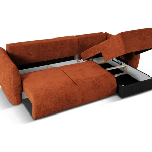 Converteerbare hoekbank rechts met opbergdoos "Matera" 4 zitplaatsen, Chenille, Terracotta – 253x173x86cm Converteerbare hoekbank rechts met opbergdoos "Matera" 4 zitplaatsen, Chenille, Terracotta – 253x173x86cm