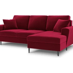 Converteerbare hoekbank rechts met opbergdoos "Kyoto" 4 zitplaatsen, Flueel, Rood – 241x145x88cm Converteerbare hoekbank rechts met opbergdoos "Kyoto" 4 zitplaatsen, Flueel, Rood – 241x145x88cm