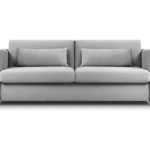 Converteerbare bank "Yanis" 2 zitplaatsen, Flueel, Grijs – 182x102x80cm Converteerbare bank "Yanis" 2 zitplaatsen, Flueel, Grijs – 182x102x80cm
