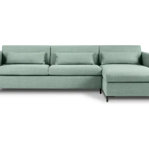 Converteerbare hoekbank rechts met opbergdoos "Yanis" 5 zitplaatsen, Structurele stof, Munt – 280x170x80cm Converteerbare hoekbank rechts met opbergdoos "Yanis" 5 zitplaatsen, Structurele stof, Munt – 280x170x80cm