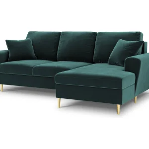 Converteerbare hoekbank rechts met opbergdoos "Kyoto" 4 zitplaatsen, Flueel, Olie – 241x145x88cm Converteerbare hoekbank rechts met opbergdoos "Kyoto" 4 zitplaatsen, Flueel, Olie – 241x145x88cm