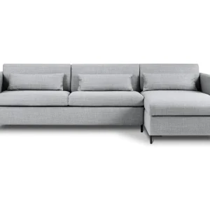 Converteerbare hoekbank rechts met opbergdoos "Yanis" 5 zitplaatsen, Structurele stof, Lichtgrijs – 280x170x80cm Converteerbare hoekbank rechts met opbergdoos "Yanis" 5 zitplaatsen, Structurele stof, Lichtgrijs – 280x170x80cm