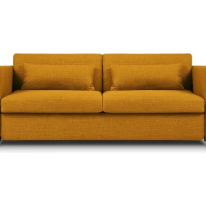 Converteerbare bank "Yanis" 2 zitplaatsen, Structurele stof, Goud – 182x102x80cm Converteerbare bank "Yanis" 2 zitplaatsen, Structurele stof, Goud – 182x102x80cm