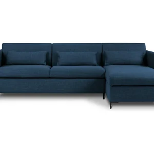 Converteerbare hoekbank rechts met opbergdoos "Yanis" 4 zitplaatsen, Structurele stof, Blauw – 260x170x80cm Converteerbare hoekbank rechts met opbergdoos "Yanis" 4 zitplaatsen, Structurele stof, Blauw – 260x170x80cm