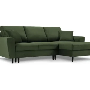 Converteerbare hoekbank rechts met opbergdoos "Kyoto" 4 zitplaatsen, Ribfluwelen, Flessengroen – 241x145x88cm Converteerbare hoekbank rechts met opbergdoos "Kyoto" 4 zitplaatsen, Ribfluwelen, Flessengroen – 241x145x88cm