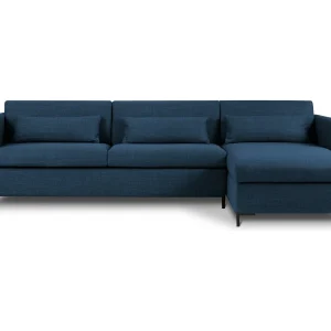 Converteerbare hoekbank rechts met opbergdoos "Yanis" 5 zitplaatsen, Structurele stof, Blauw – 280x170x80cm Converteerbare hoekbank rechts met opbergdoos "Yanis" 5 zitplaatsen, Structurele stof, Blauw – 280x170x80cm