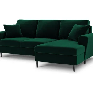 Converteerbare hoekbank rechts met opbergdoos "Kyoto" 4 zitplaatsen, Flueel, Flessengroen – 241x145x88cm Converteerbare hoekbank rechts met opbergdoos "Kyoto" 4 zitplaatsen, Flueel, Flessengroen – 241x145x88cm