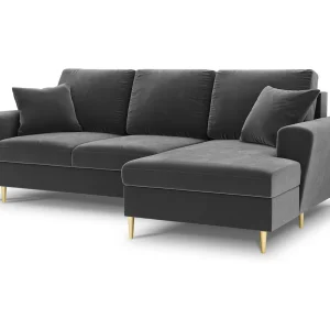 Converteerbare hoekbank rechts met opbergdoos "Kyoto" 4 zitplaatsen, Flueel, Lichtgrijs – 241x145x88cm Converteerbare hoekbank rechts met opbergdoos "Kyoto" 4 zitplaatsen, Flueel, Lichtgrijs – 241x145x88cm