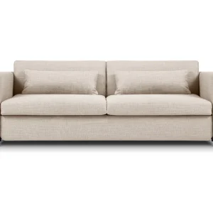 Converteerbare bank "Yanis" 3 zitplaatsen, Structurele stof, Beige – 202x102x80cm Converteerbare bank "Yanis" 3 zitplaatsen, Structurele stof, Beige – 202x102x80cm