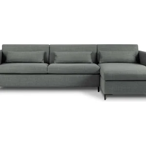 Converteerbare hoekbank rechts met opbergdoos "Yanis" 5 zitplaatsen, Structurele stof, Grijs – 280x170x80cm Converteerbare hoekbank rechts met opbergdoos "Yanis" 5 zitplaatsen, Structurele stof, Grijs – 280x170x80cm