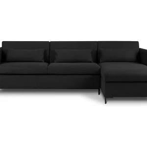 Converteerbare hoekbank rechts met opbergdoos "Yanis" 4 zitplaatsen, Structurele stof, Donkergrijs – 260x170x80cm Converteerbare hoekbank rechts met opbergdoos "Yanis" 4 zitplaatsen, Structurele stof, Donkergrijs – 260x170x80cm