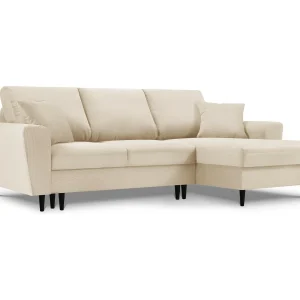 Converteerbare hoekbank rechts met opbergdoos "Kyoto" 4 zitplaatsen, Ribfluwelen, Beige – 241x145x88cm Converteerbare hoekbank rechts met opbergdoos "Kyoto" 4 zitplaatsen, Ribfluwelen, Beige – 241x145x88cm