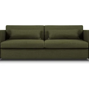 Converteerbare bank "Yanis" 3 zitplaatsen, Structurele stof, Groente – 202x102x80cm Converteerbare bank "Yanis" 3 zitplaatsen, Structurele stof, Groente – 202x102x80cm