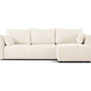 Converteerbare hoekbank rechts met opbergdoos "Matera" 4 zitplaatsen, Chenille, Lichtbeige – 253x173x86cm Converteerbare hoekbank rechts met opbergdoos "Matera" 4 zitplaatsen, Chenille, Lichtbeige – 253x173x86cm