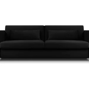 Converteerbare bank "Yanis" 3 zitplaatsen, Flueel, Zwart – 202x102x80cm Converteerbare bank "Yanis" 3 zitplaatsen, Flueel, Zwart – 202x102x80cm