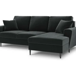 Converteerbare hoekbank rechts met opbergdoos "Kyoto" 4 zitplaatsen, Flueel, Donkergrijs – 241x145x88cm Converteerbare hoekbank rechts met opbergdoos "Kyoto" 4 zitplaatsen, Flueel, Donkergrijs – 241x145x88cm