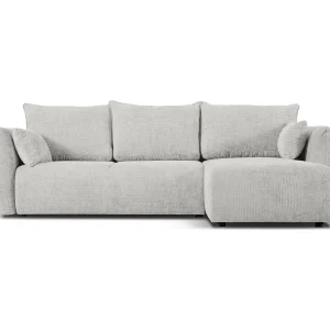 Converteerbare hoekbank rechts met opbergdoos "Matera" 4 zitplaatsen, Chenille, Lichtgrijs – 253x173x86cm Converteerbare hoekbank rechts met opbergdoos "Matera" 4 zitplaatsen, Chenille, Lichtgrijs – 253x173x86cm