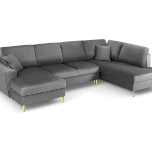 Converteerbare panoramische rechte bank met opbergdoos "Kyoto" 7 zitplaatsen, Flueel, Lichtgrijs – 313x194x88cm Converteerbare panoramische rechte bank met opbergdoos "Kyoto" 7 zitplaatsen, Flueel, Lichtgrijs – 313x194x88cm