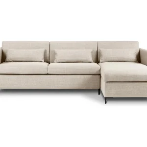 Converteerbare hoekbank rechts met opbergdoos "Yanis" 4 zitplaatsen, Structurele stof, Beige – 260x170x80cm Converteerbare hoekbank rechts met opbergdoos "Yanis" 4 zitplaatsen, Structurele stof, Beige – 260x170x80cm