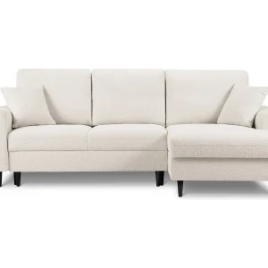 Converteerbare hoekbank rechts met opbergdoos "Kyoto" 4 zitplaatsen, Boucle, Beige – 241x145x88cm