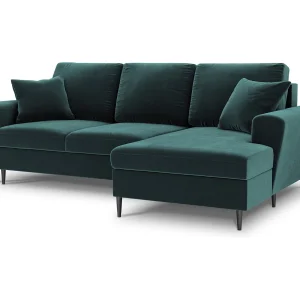 Converteerbare hoekbank rechts met opbergdoos "Kyoto" 4 zitplaatsen, Flueel, Olie – 241x145x88cm Converteerbare hoekbank rechts met opbergdoos "Kyoto" 4 zitplaatsen, Flueel, Olie – 241x145x88cm
