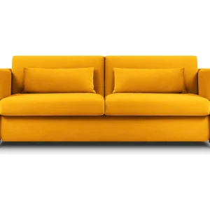 Converteerbare bank "Yanis" 2 zitplaatsen, Flueel, GEEL – 182x102x80cm Converteerbare bank "Yanis" 2 zitplaatsen, Flueel, GEEL – 182x102x80cm