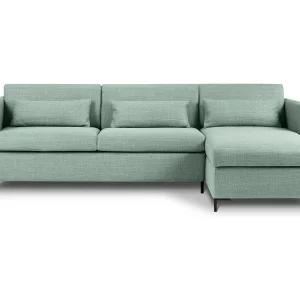 Converteerbare hoekbank rechts met opbergdoos "Yanis" 4 zitplaatsen, Structurele stof, Munt – 260x170x80cm Converteerbare hoekbank rechts met opbergdoos "Yanis" 4 zitplaatsen, Structurele stof, Munt – 260x170x80cm
