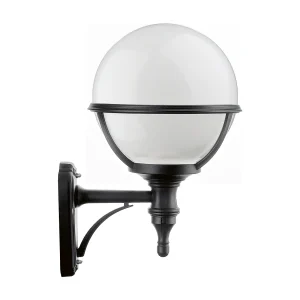CLIC CLAC GLOBO wandlamp klassieke stijl – H 40 cm x D.ø27 cm – E27 42W – polyamide – polycarbonaat bol – ip44 – zwart
